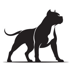 Simple yet striking Pitbull silhouette with a strong outline - Pitbull illustration - minimal Pitbull vector - dog silhouette
