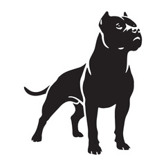 Pitbull silhouette featuring a powerful and athletic posture - Pitbull illustration - minimal Pitbull vector - dog silhouette
