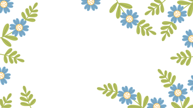 Floral Frame with Blue Flowers. Elegant Botanical Border