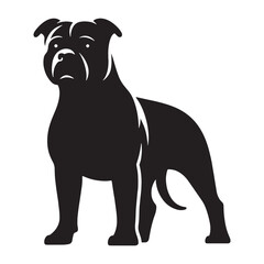 Elegant Pitbull silhouette with a poised and confident structure - Pitbull illustration - minimal Pitbull vector - dog silhouette
