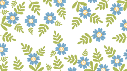 Floral Frame with Blue Flowers 