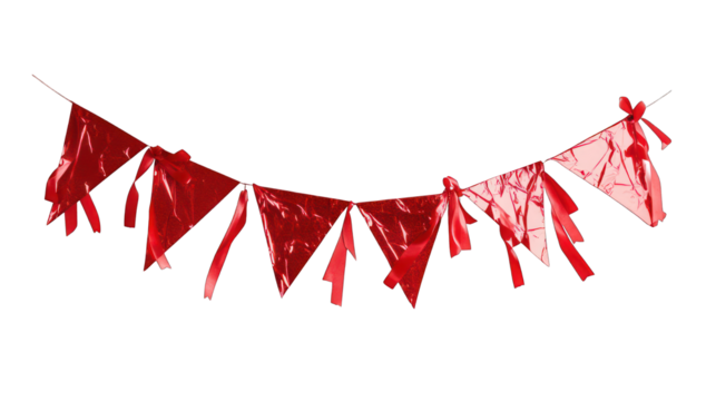 red party ribbon banner isolated on white background
