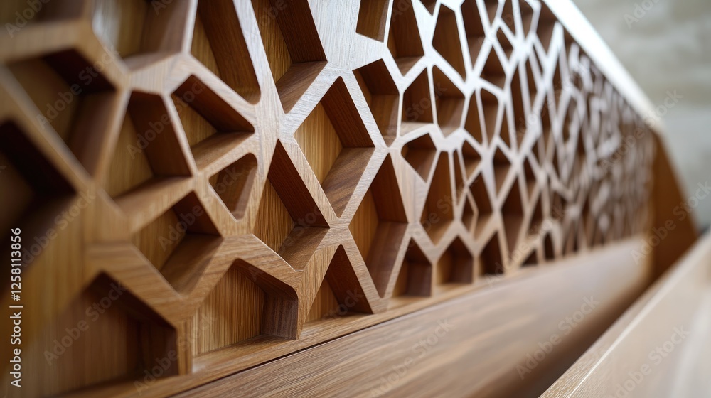Aufkleber intricate geometric patterns found in wooden pews, reflecting a perfect blend of traditional craftsm