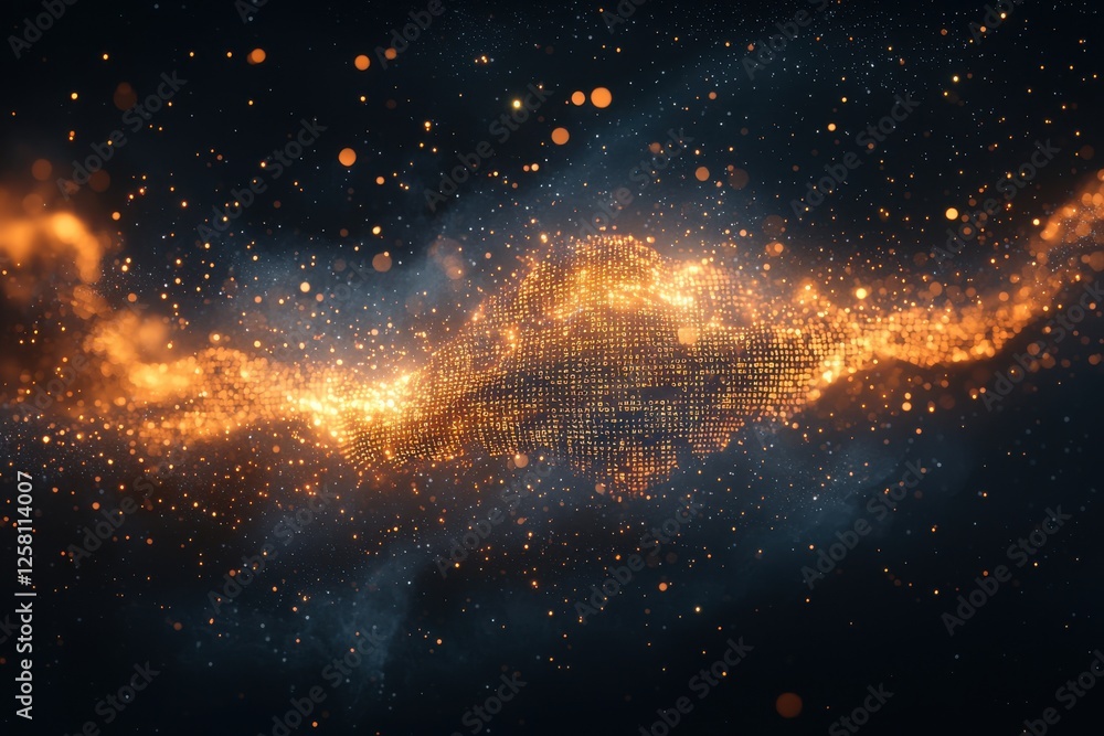 Poster abstract digital representation of cloud data and technology, illustrating data transfer, network, a