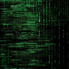 Abstract Green Matrix Background with Vertical Binary Code Lines