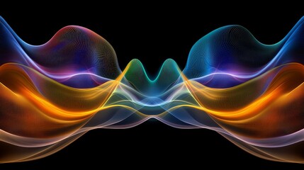 Fototapeta premium Vibrant Colorful Waves Flowing in Abstract Design on Black Background
