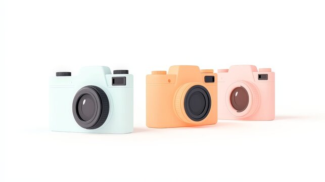 Colorful Cameras on Display: A Trio of Stylish Photography Gear for Creatives