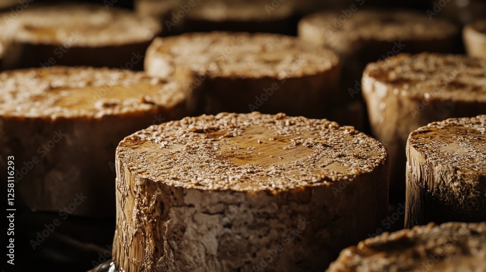 Aufkleber natural textures of wine corks displayed in a close-up shot, each one representing the essence of a 