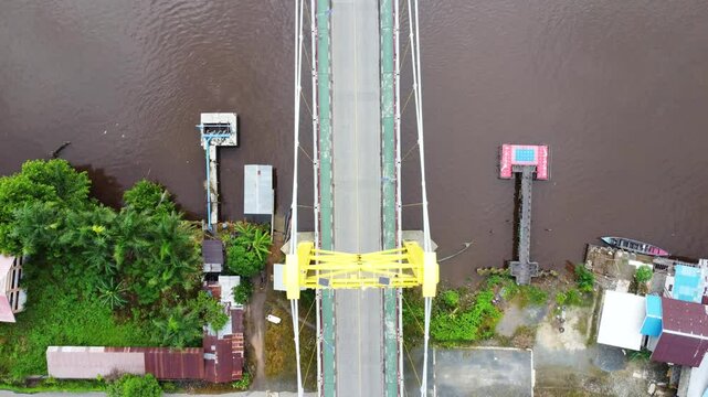 Aerial view of the Barito Bridge on the border of South Kalimantan and Central Kalimantan