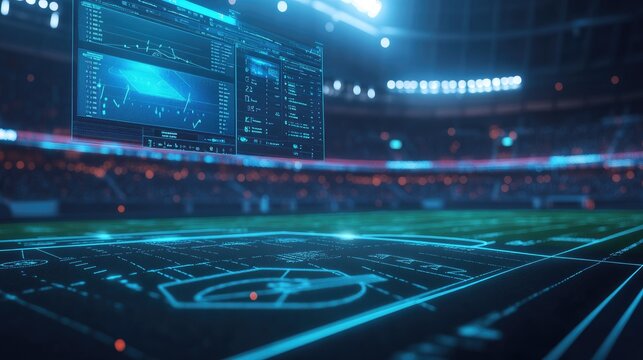 Real-time data visualizations and performance metrics on an AI-powered sports analytics platform, capturing live player and team statistics.