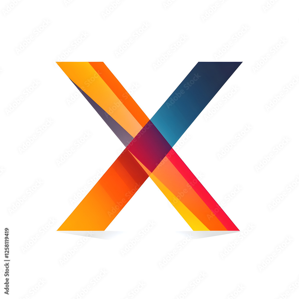 Poster modern vector logo in 'x' shape with flat design