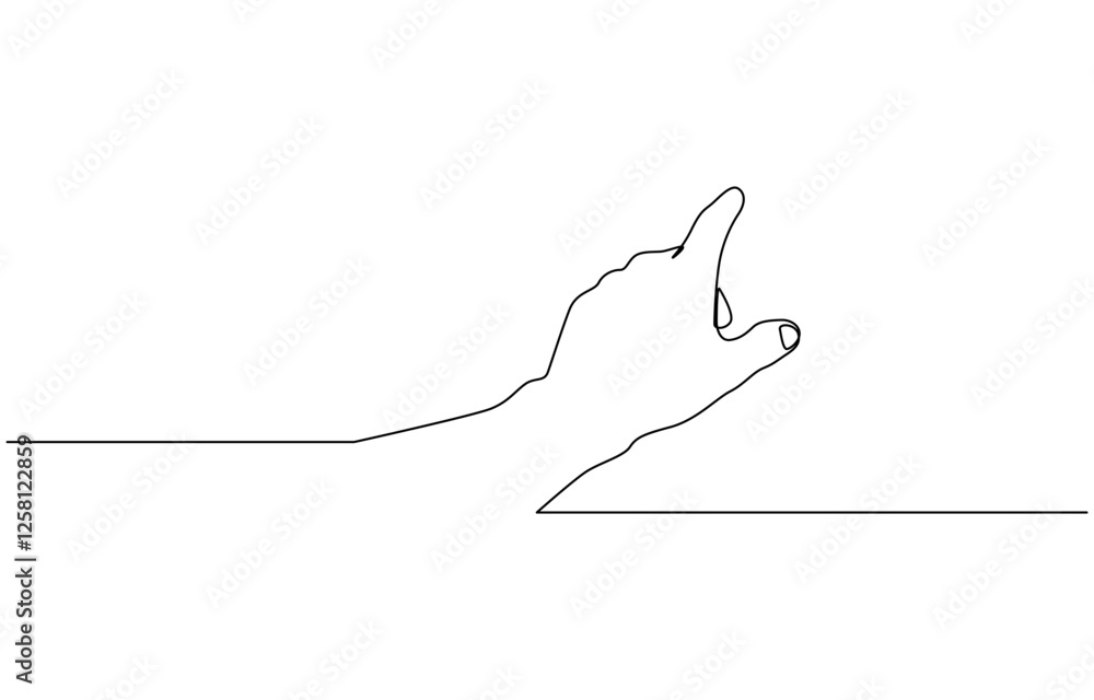 Poster one line drawing hand pointing gesture. finger instruction concept, continuous line drawing of hand 