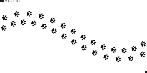 Panther paw prints. Wild animal track. Leopard paw prints vector illustration