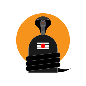 black cobra coiled shiva lingam orange background clip art preview