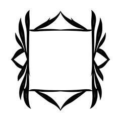 Geometric frame with leafy extensions radiating from each edge of the square center.