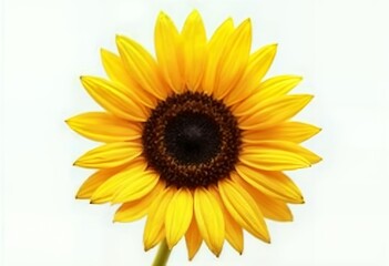 Fototapeta premium Close-up of Vibrant Yellow Sunflower Blossom on Clean White Background