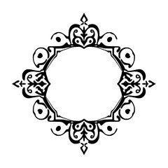 Elegant Black and White Oval Frame with intricate, repeating patterns.