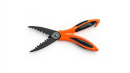 Fototapeta premium Orange hand pliers with black grips Over white Studio Background.