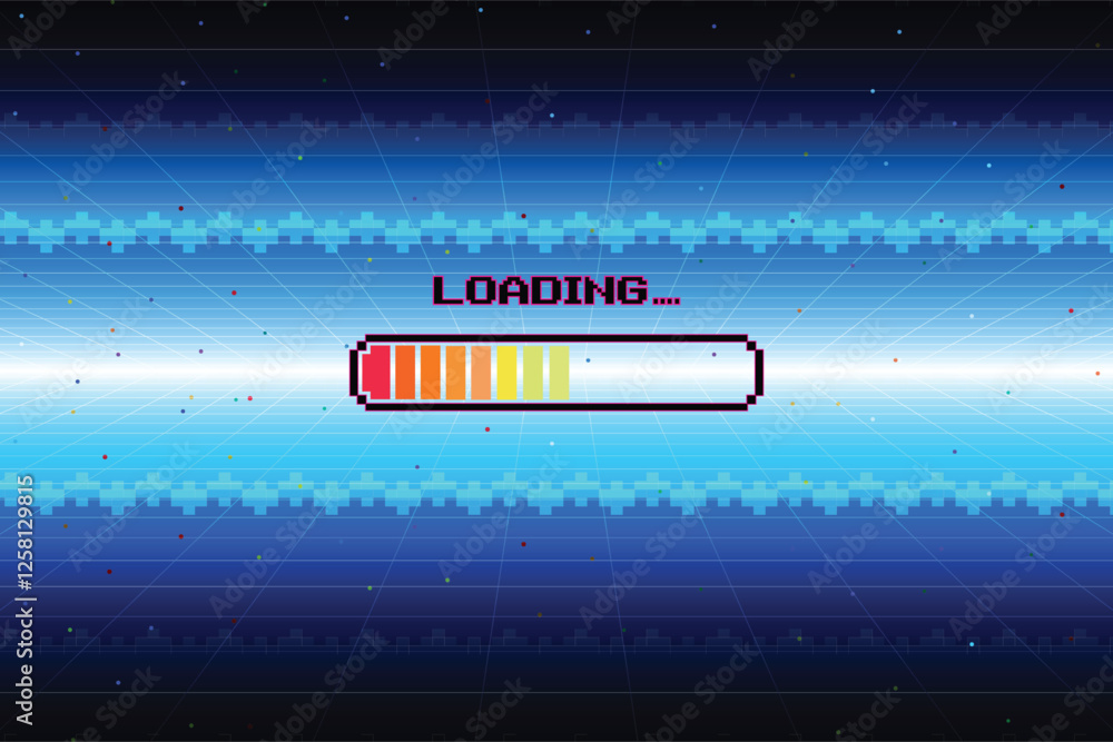 Poster loading. pixel art. 8 bit. retro game. for game assets in vector illustrations. retro futurism sci-f
