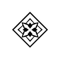 Obraz premium Black geometric pattern of a stylized flower on a white background.