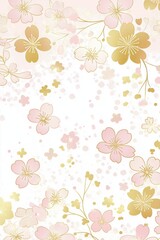 Golden flowers pattern japanese style art background decorative wallpaper