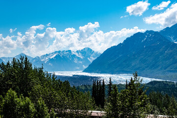 Alaska wilderness with snowcapped mountains, rivers and lakes