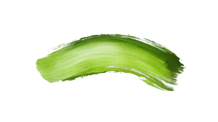 Green paint brush stroke on transparent background
