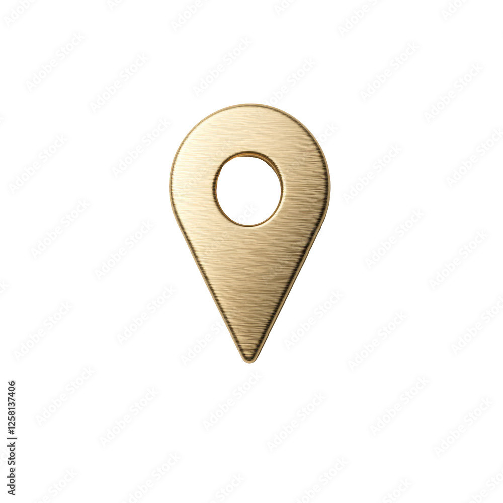 Aufkleber elegant golden map pin featuring a circular cutout and smooth finish for stylish navigation