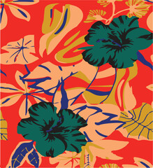 Exotic hand drawn flowers, seamless patterns with floral for fabric, textiles, clothing, wrapping paper, cover, banner, home decor, abstract backgrounds.