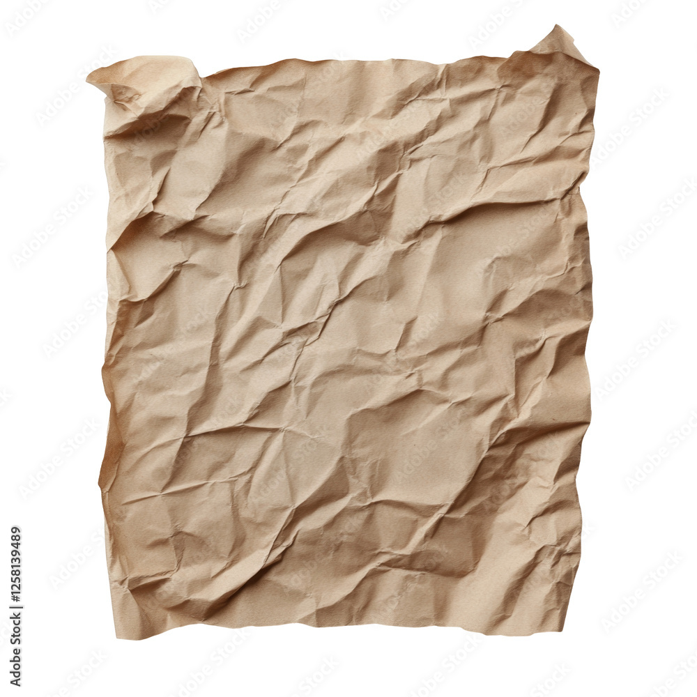 Poster crumpled sheet with textured surface and slightly torn edges for creative design use