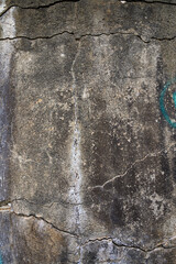 Weathered rock surface adorned with colorful graffiti in an urban setting