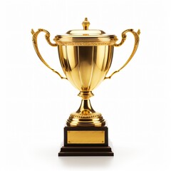 Golden Trophy Cup Isolated on White
