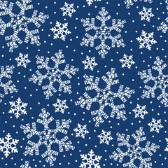 1Seamless pattern of Christmas crack Snowflakes Blue Background -Christmas vector blue background