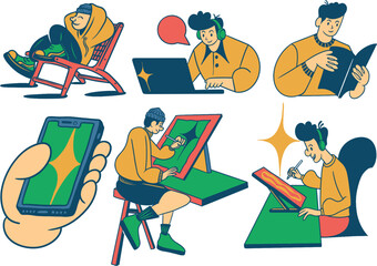 Human Activities Vector Illustrations set