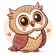 Obraz premium a cute owl cartoon animal sticker vector illustrate