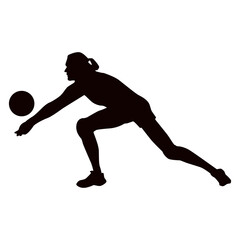 Silhouette of a Woman Playing Volleyball