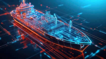 Digital Ship Design: A Wireframe Model of a Cargo Vessel