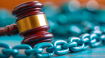 Wooden Gavel and Teal Chain