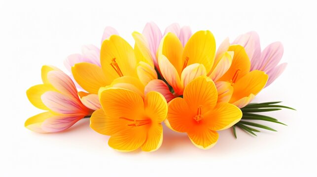 Saffron Crocus Flower Isolated on White