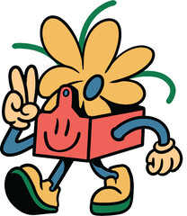 box flower mascot illustration vector