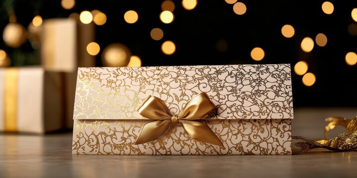 traditional eidi envelope, a beautiful, elegantly decorated eidi envelope sits on a table amidst a joyful family exchanging gifts