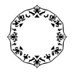 Ornate Geometric Frame: Black floral design.