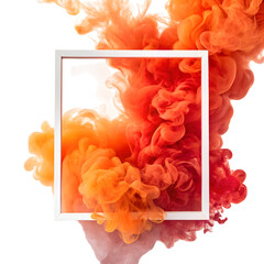 Vibrant Smoke Clouds Framed Against on transparent Background in Fiery Colors