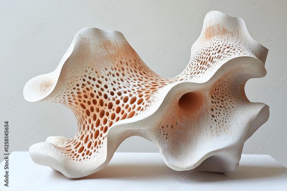 Poster unique sculptural design exhibits intricate patterns and textures in a minimalist setting