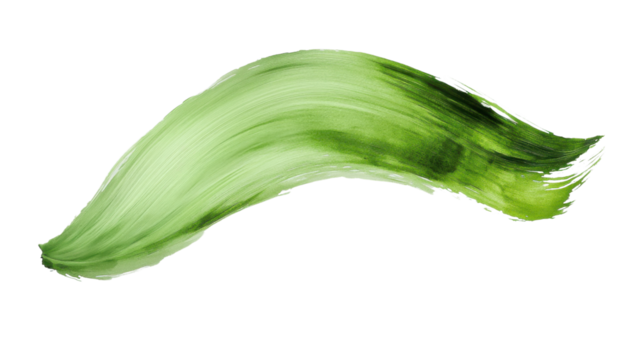 Green paint brush stroke on transparent background