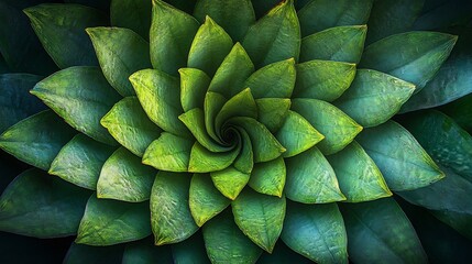 Obraz premium Vibrant green succulent spirals elegantly showcasing rich textures and deep shadows. AI Generated