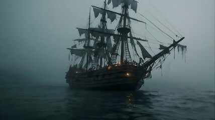 Obraz premium old ship in the sea