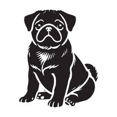 Well-balanced Pug silhouette crafted for versatile designs - Pug illustration - minimal Pug vector - dog silhouette
