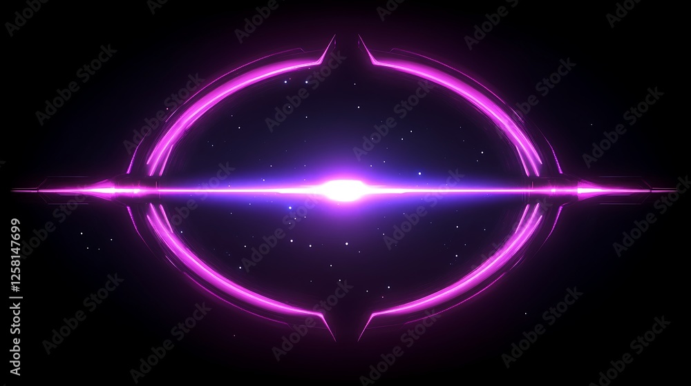 Poster luminous orbit glow effect with concentric rings and horizontal flare design in cosmic style