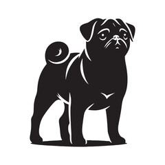 Premium Pug silhouette crafted for high-quality artwork - Pug illustration - minimal Pug vector - dog silhouette
